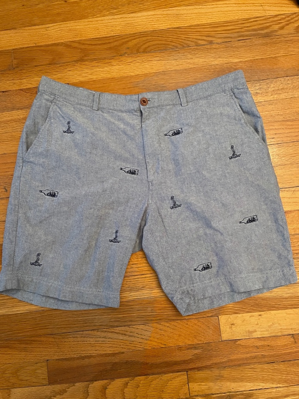 BROOKS BROTHERS Chambray Embroidered Resortwear Coastal Summer Cotton Shorts
